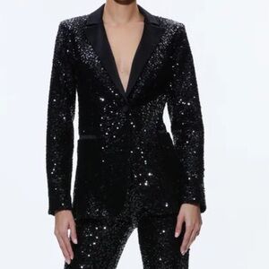 ALICE + OLIVIA Breann Sequin Fitted Blazer Black Size 2 NWT